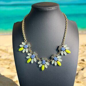J Crew Necklace Floral Rhinestone Elegant Trendy Modern Chunky Formal Everyday